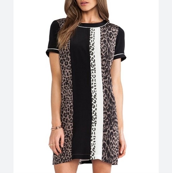 Elizabeth and James Montana Leopard Silk Short Sleeve Mini Dress Sz 6 Revolve - Picture 3 of 11